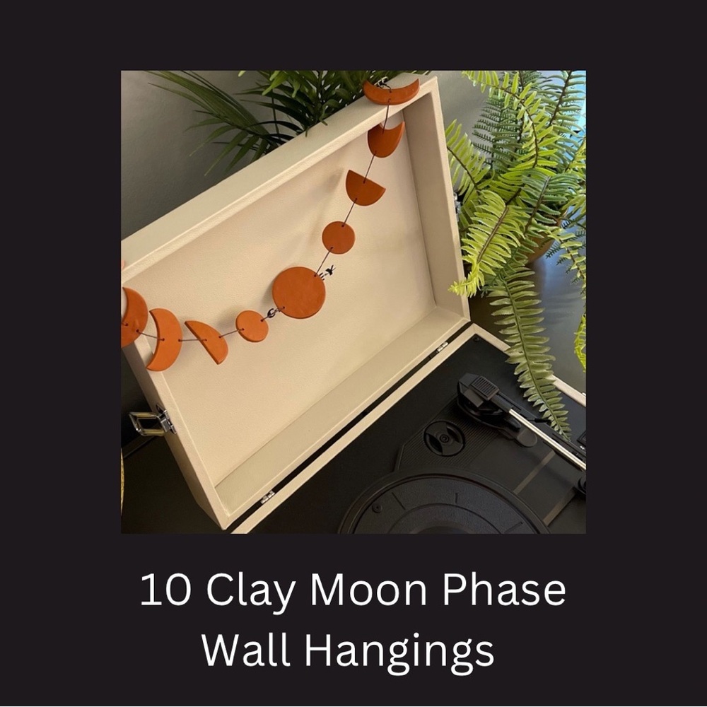 Lot of 10 Terracotta-colored clay moon phase wall hangings from Sage & Stone.